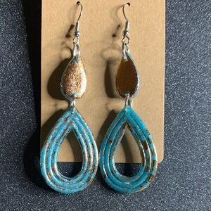 Elegant Gold and Blue Teardrop Earrings